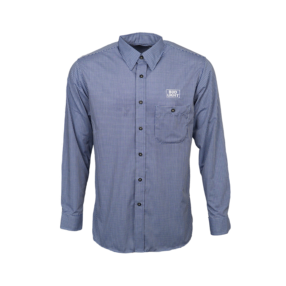 Long Sleeve Mini-Plaid Uniform Shirt w/Bud Light